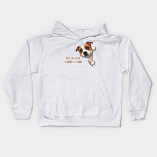 Hold On I See a Dog Staffordshire Bull Terrier Kids Hoodie